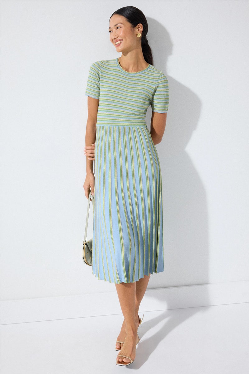 white christmas dresses Tanya Taylor Midi Shivon Dress in Maritime Blue