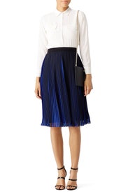 Black and Blue Pleated Skirt by Waverly Grey