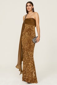 Caramel Sequin Gown by Badgley Mischka