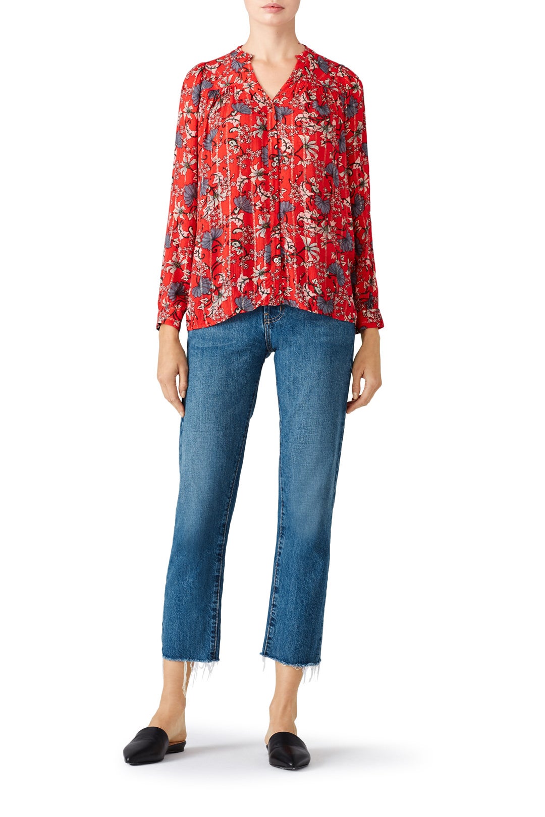 Red Edgy Floral Shirt by ba&sh 0