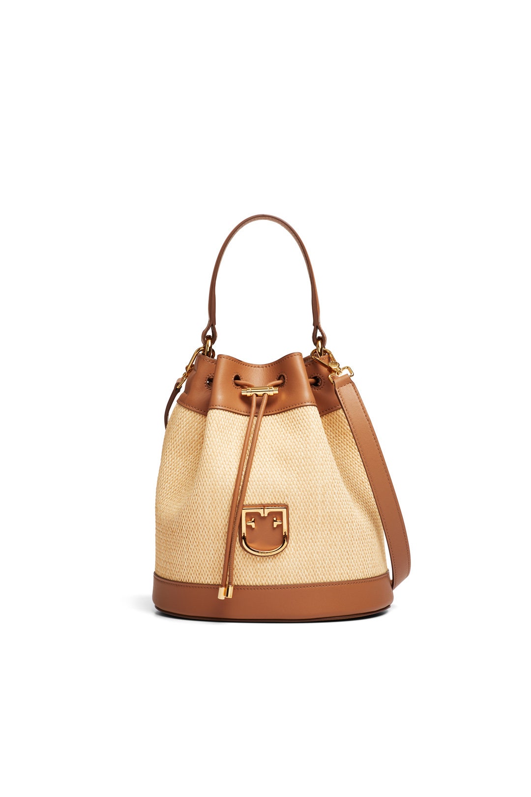 Beige Corona Drawstring Bucket Bag by Furla 0