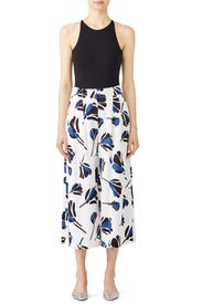 Blue Floral Printed Pants by Jason Wu