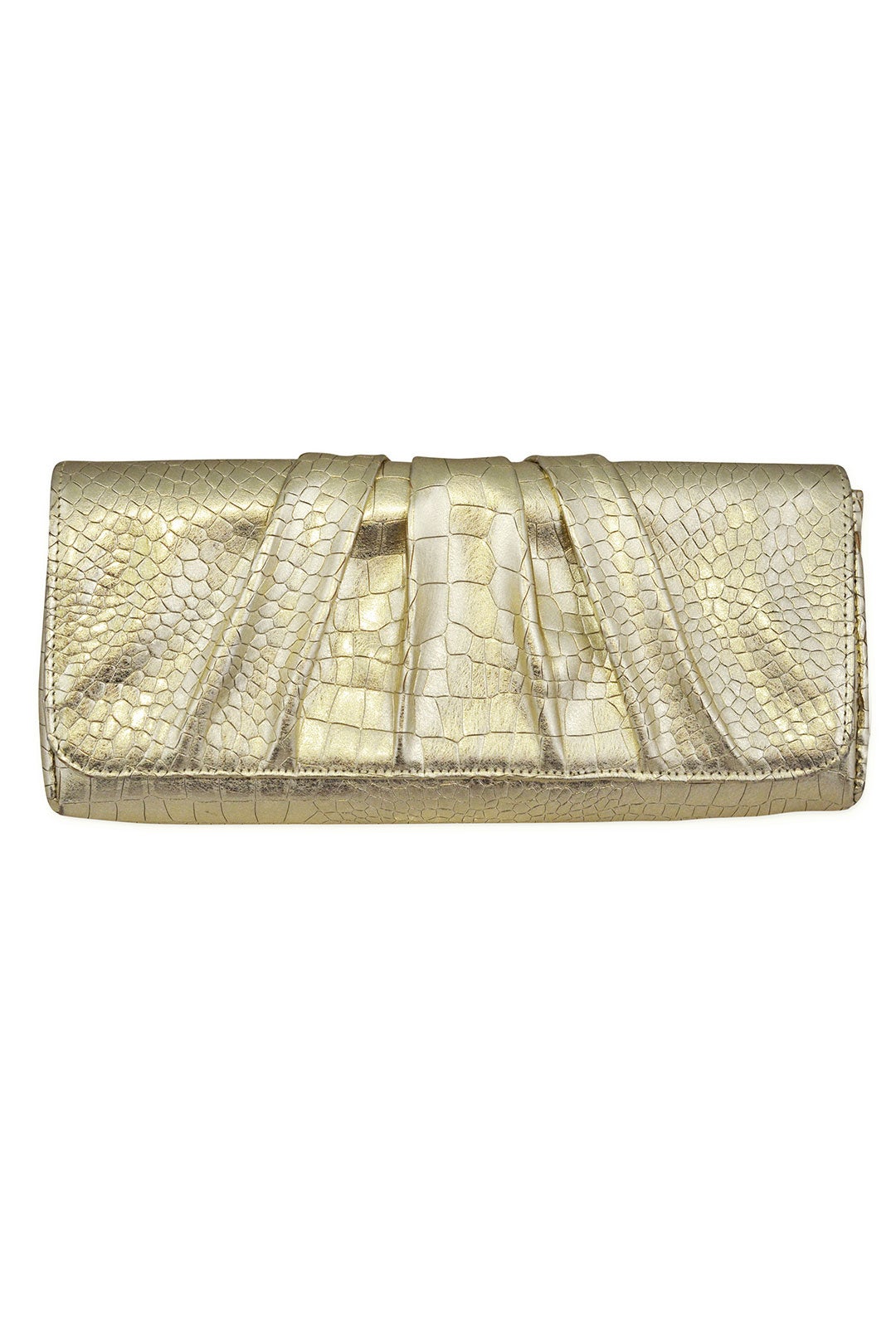 Gold Caroline Croc Clutch by Lauren Merkin 0