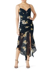 Navy Floral Drawstring Dress by Nicholas