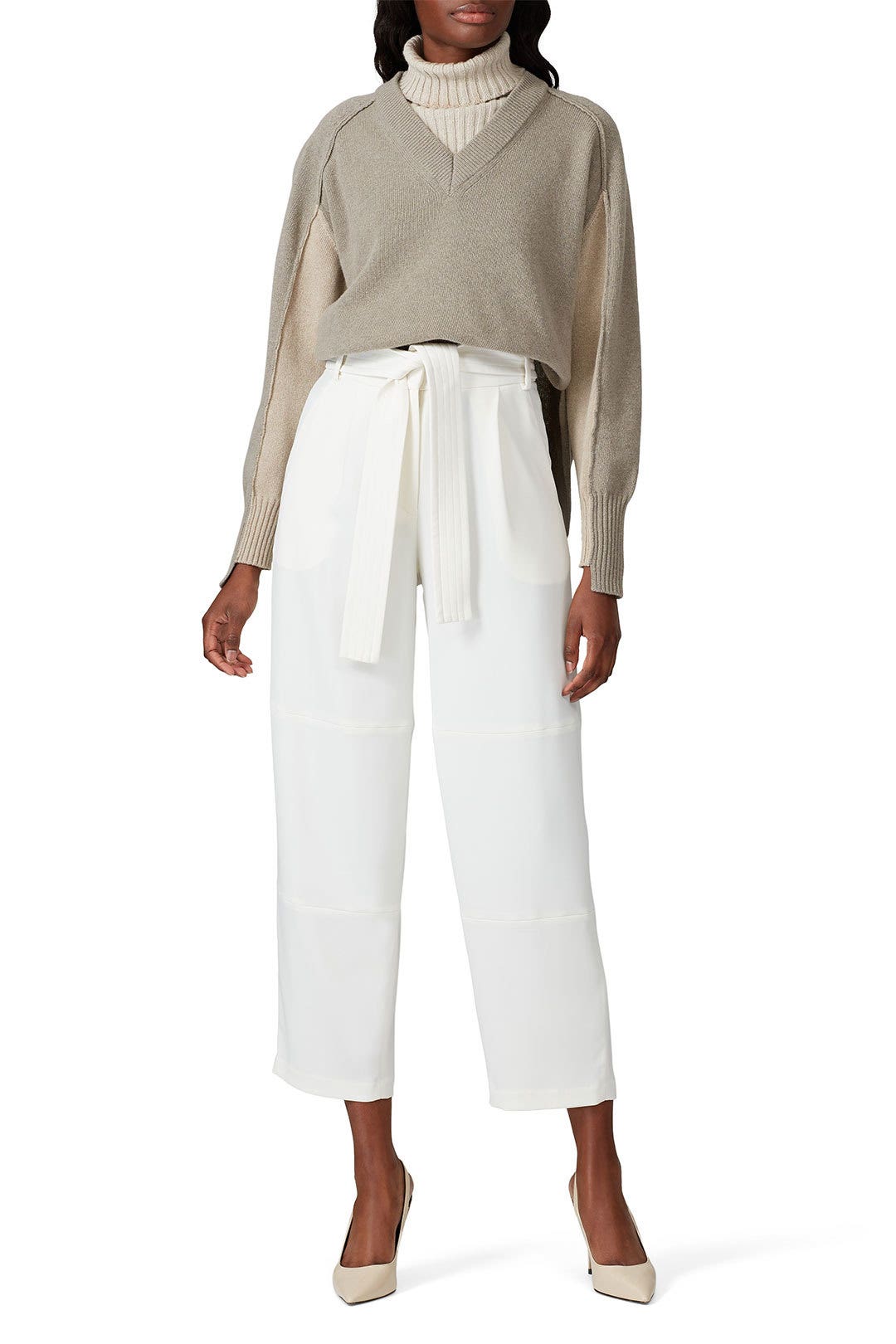 Matte Crepe Belted Pants by LAPOINTE 0