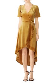 Mustard Velvet Wrap Dress by Slate & Willow