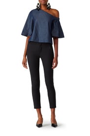 Denim Bell Sleeve Top by Tibi