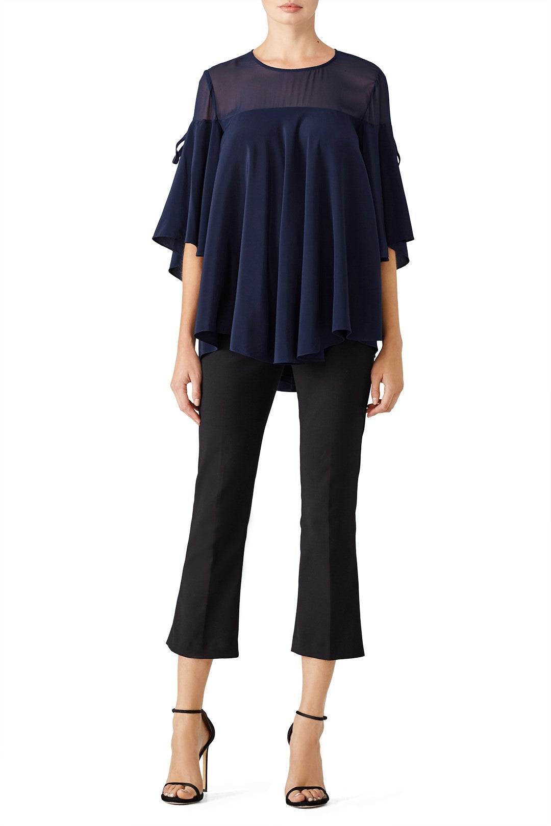 Navy Flutter Top by Badgley Mischka 0