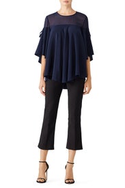 Navy Flutter Top by Badgley Mischka