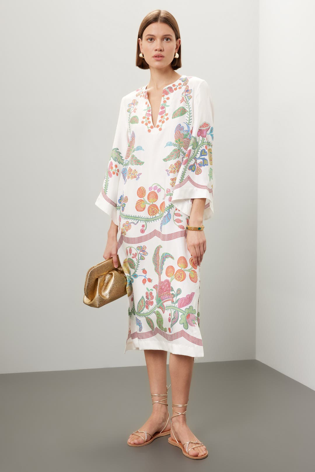 La DoubleJ Kaftan Dress Multicolored-white-print