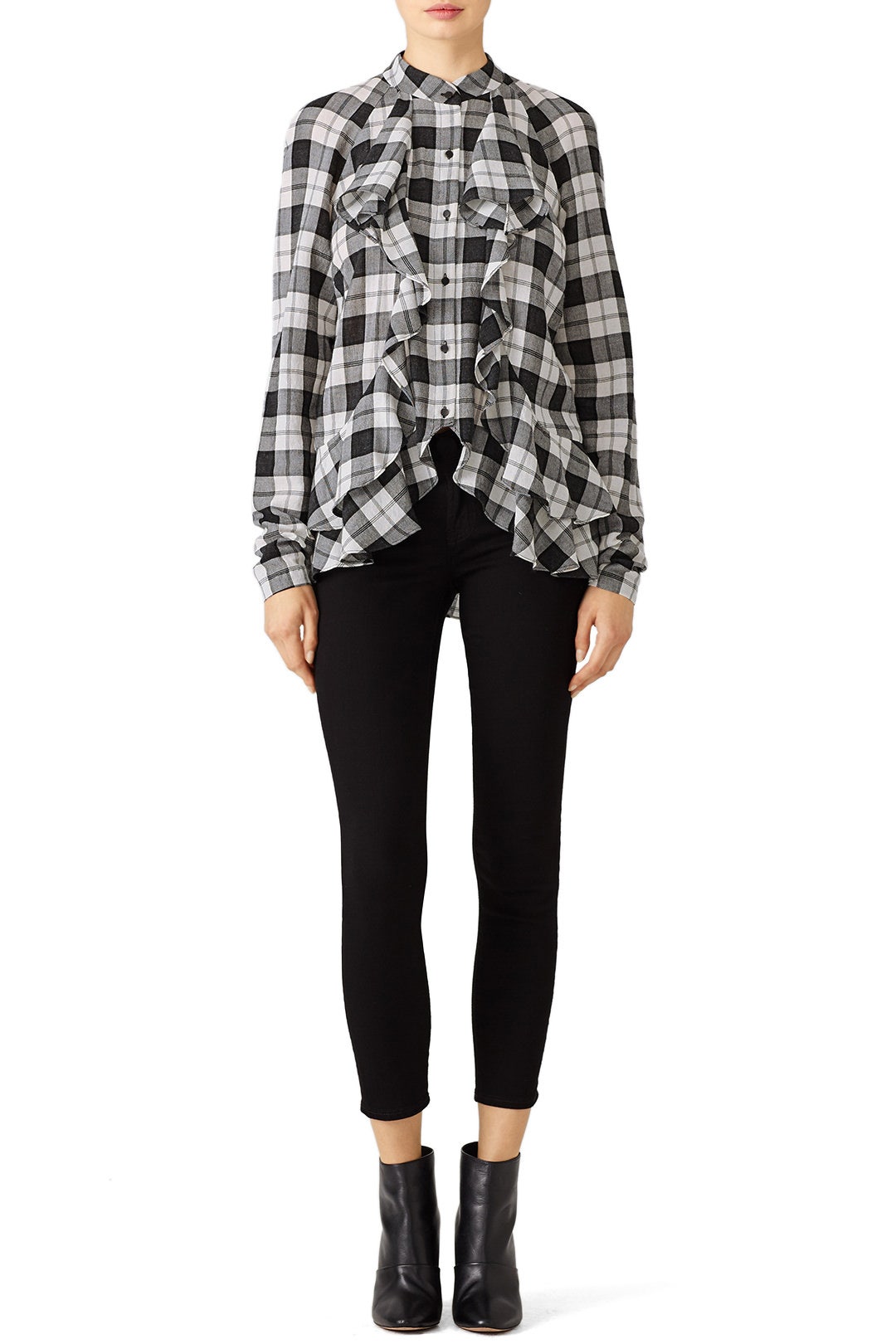 Plaid Ruffle Shirt by Nicole Miller 0