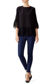 Black Lace Bell Sleeve Top by Nicole Miller