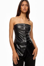 Faux Leather Strapless Bustier Top by Peter Som x RTR