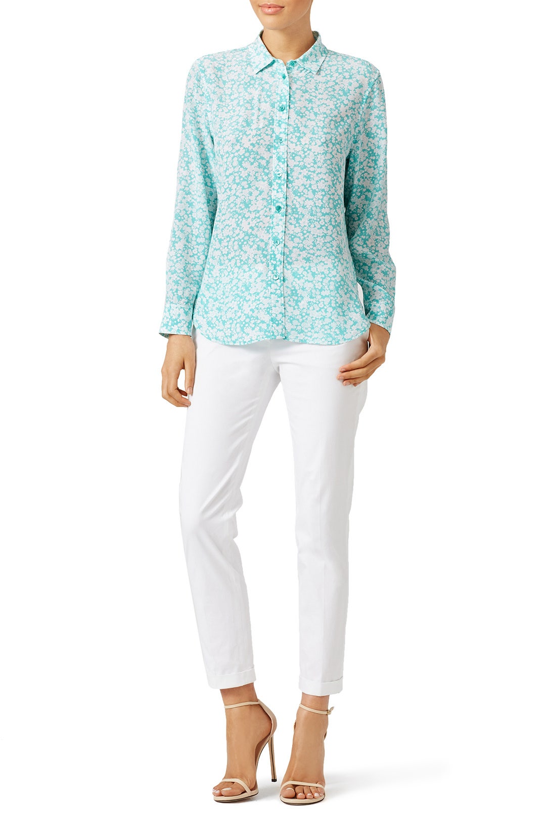 Mayan Green Leema Silk Shirt by Equipment 0