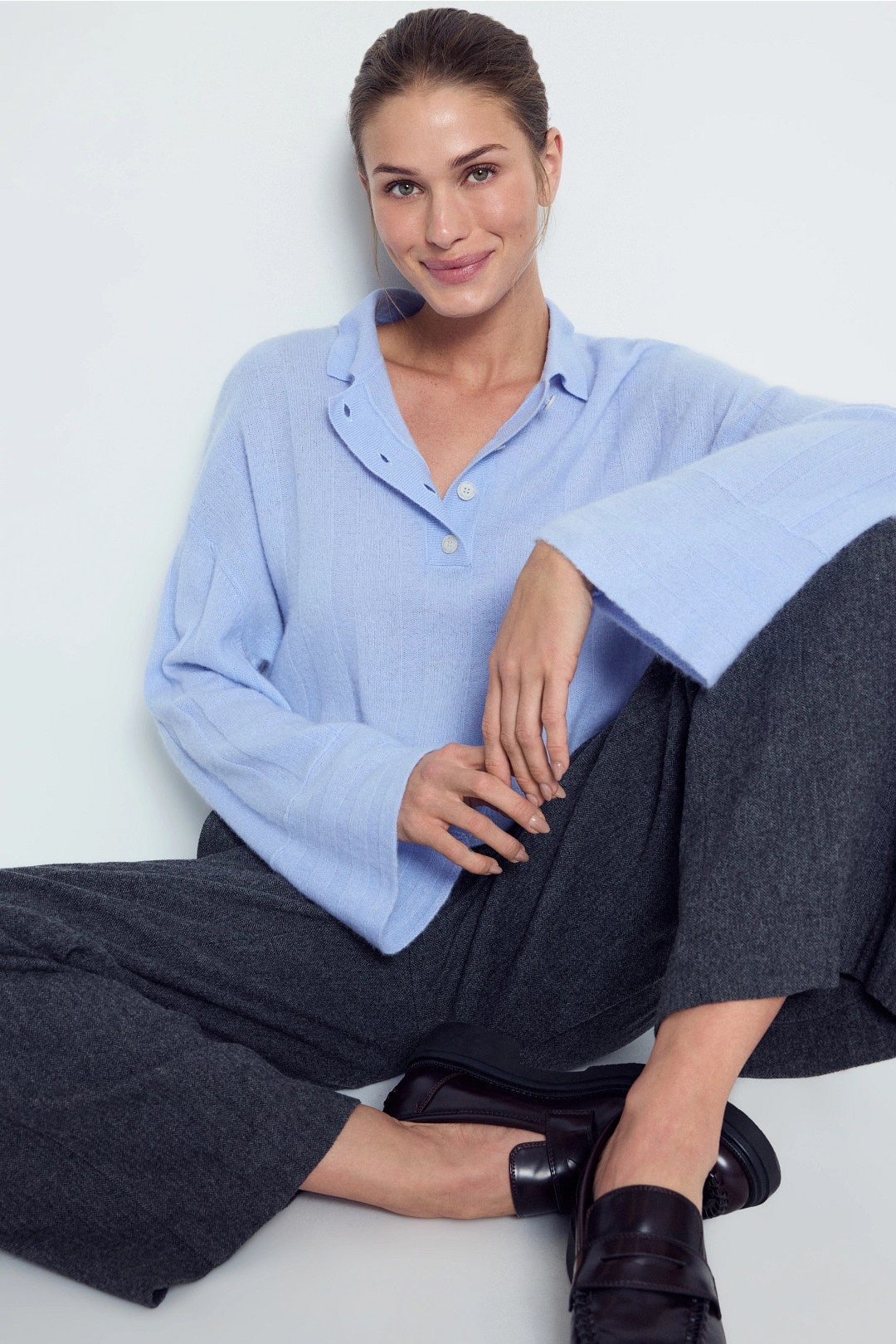 Coastal Cashmere Ribbed Polo Sweater by NAADAM 0