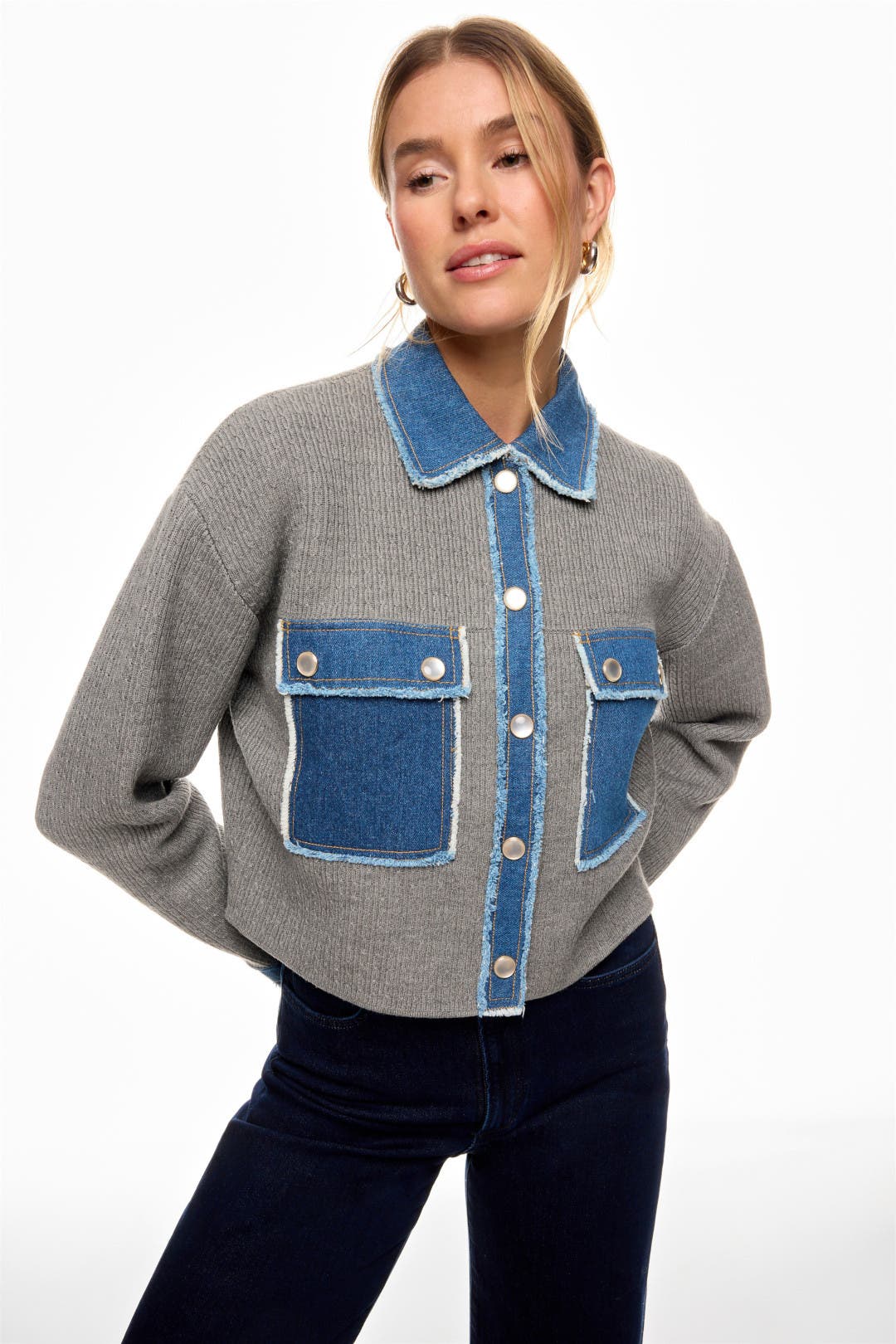 John Denim Knit Cardigan by Sandro | Rent the Runway