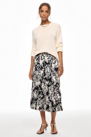 Black and White Pleated Midi Skirt by Club Monaco