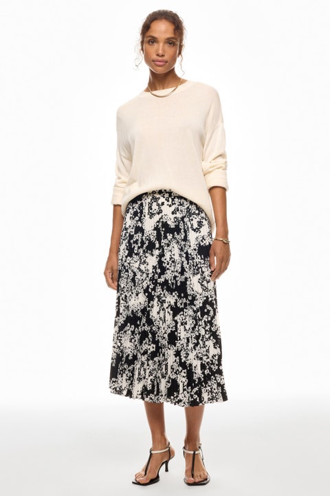 dance pleated midi skirt / white