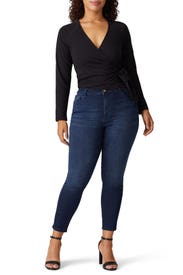 Black V-Neck Wrap Top by ELOQUII