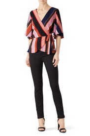 Multi Stripe Wrap Blouse by Louna