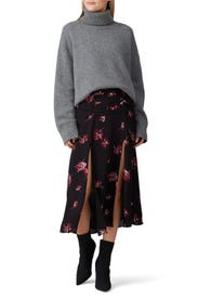 Black Floral Tuck Skirt by Nicholas