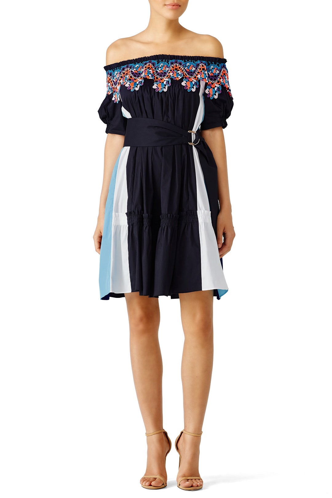 Navy Off Shoulder Panelled Dress by Peter Pilotto 0