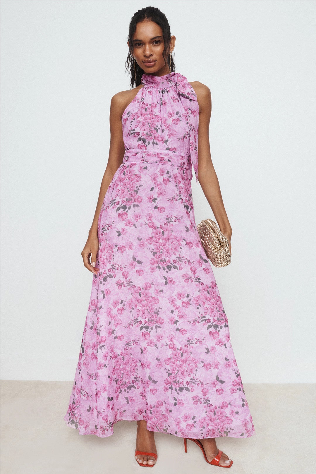 Diana Floral Tie Neck Gown by Sachin & Babi 0