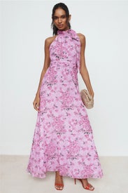 Diana Floral Tie Neck Gown by SACHIN BABI