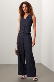 Navy Pinstripe Vest by ASHLEY PARK x RTR