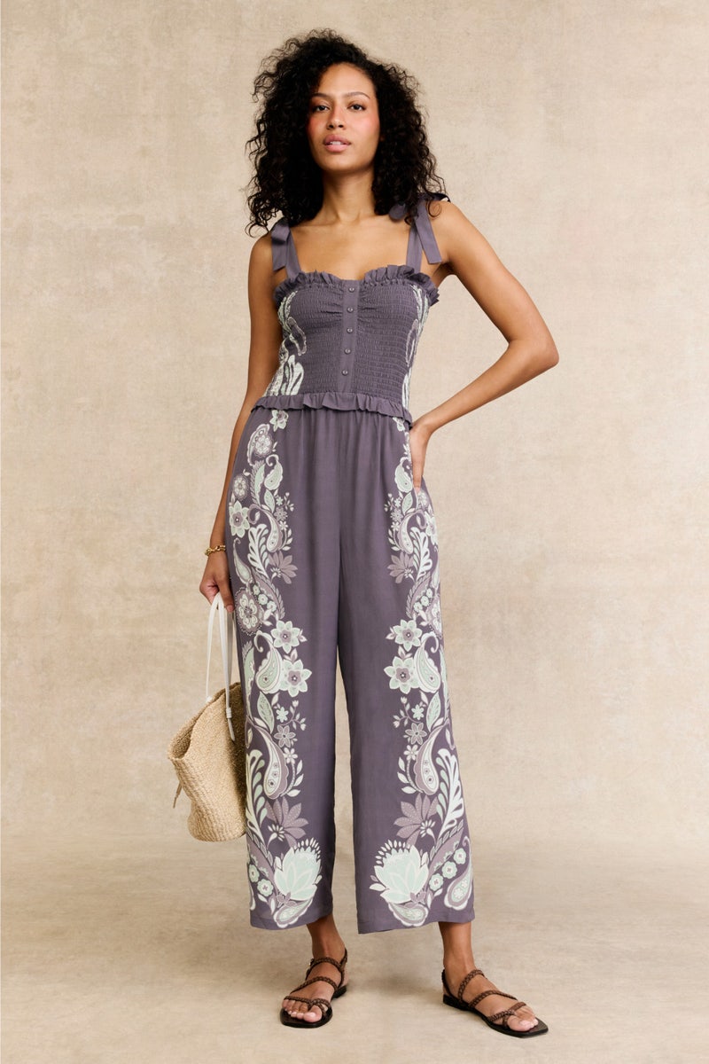 Rose Graphite Protea Paisley Jumpsuit by Caballero - Photo 0