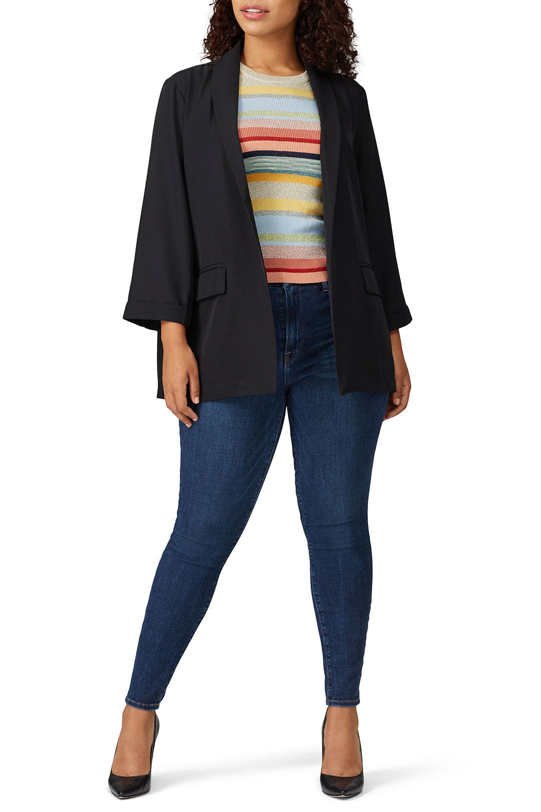 Black Draped Blazer by JUNAROSE 0