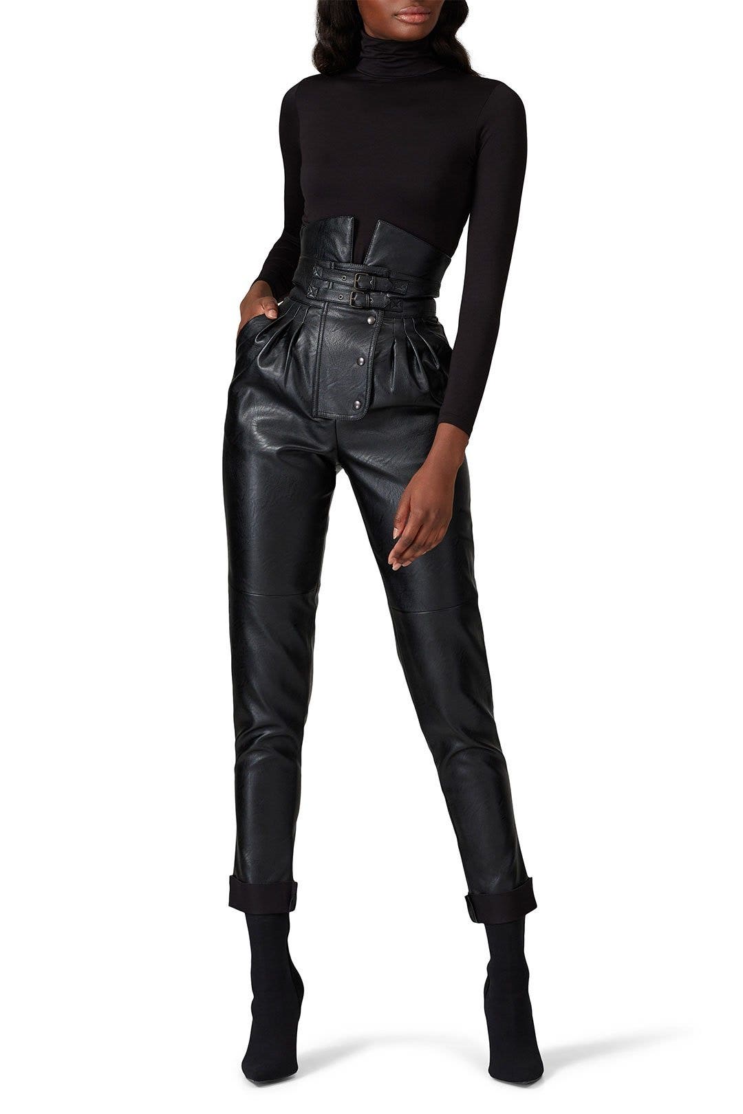 Black Faux Leather Pants by Maison Margiela 0