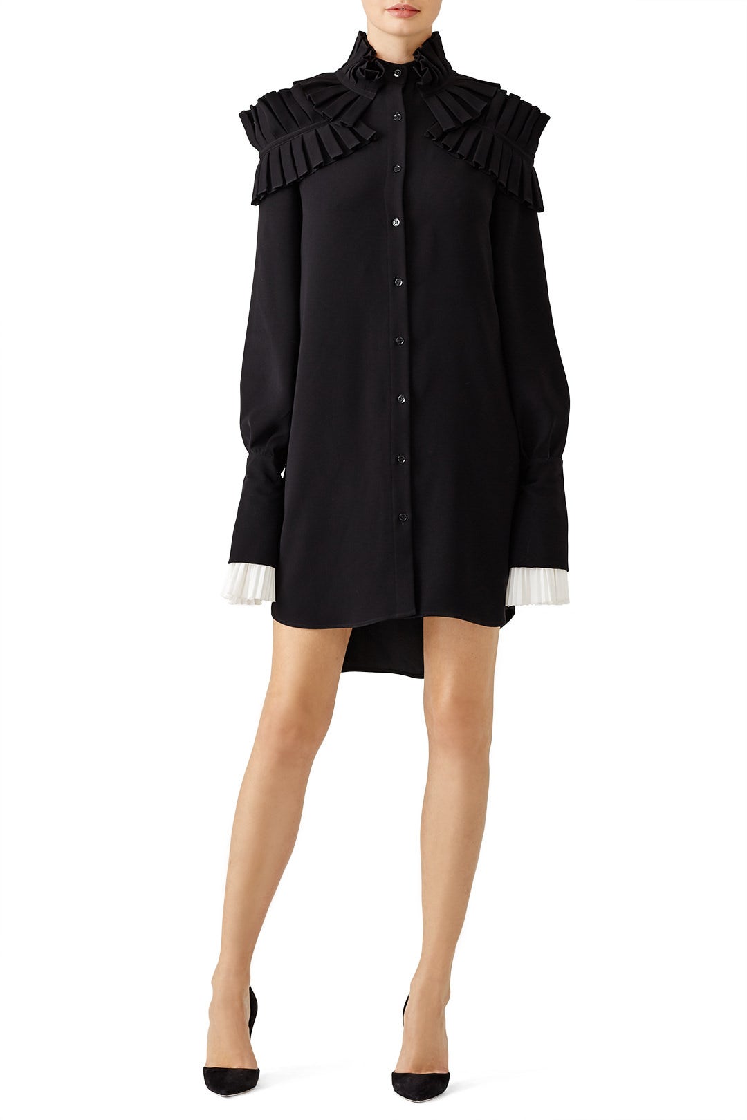 Black Ruffle Shirtdress by ADEAM 0