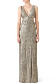Gold Crinkle Gown by Adrianna Papell