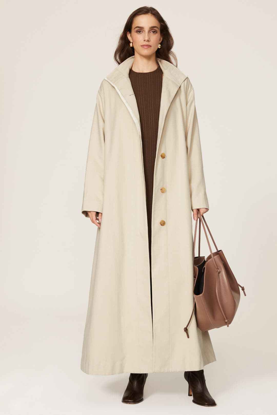 Off White Stand Collar Coat by Co | Rent the Runway