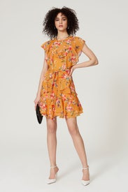 Orange Ruffle Floral Dress by Marissa Webb x RTR