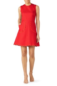 Red Scalloped Trim Dress by RED Valentino