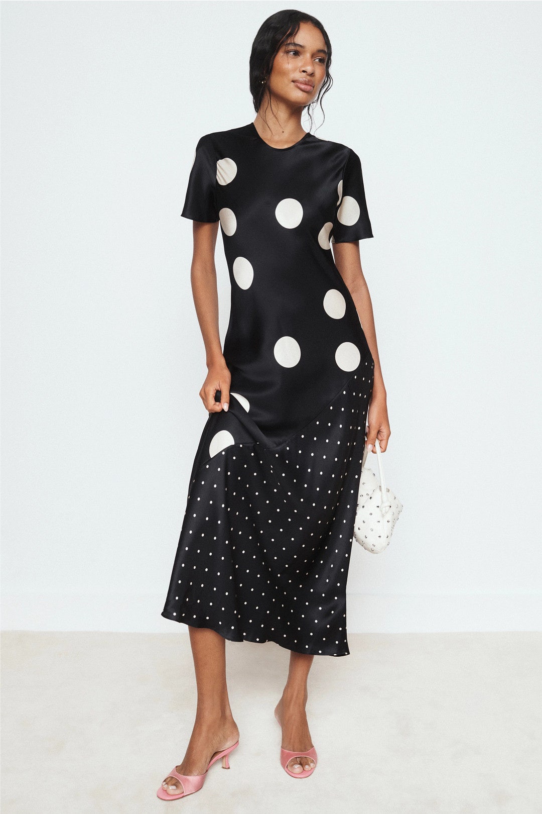 Polka Dot Short Sleeve Midi Dress by Silk Laundry 0