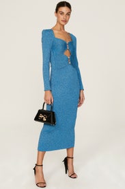 Blue Knit Midi Dress by Self-Portrait
