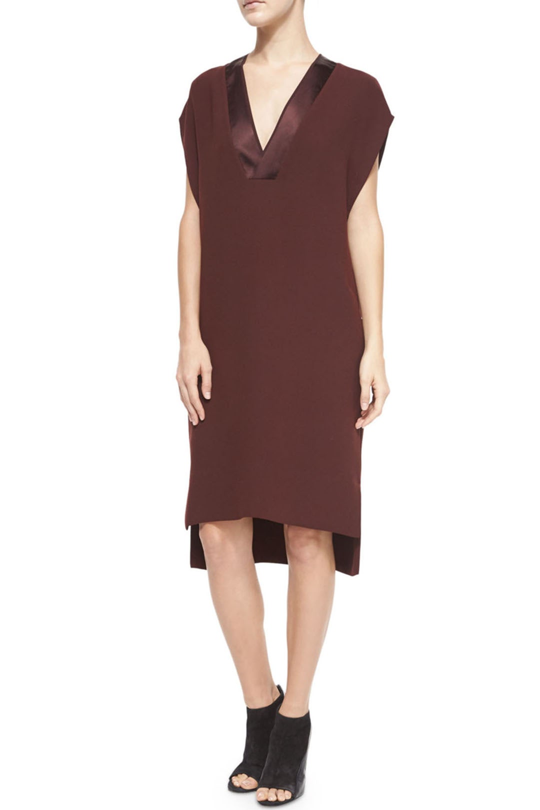 Burgundy Sheen Trim Dress by VINCE. 0