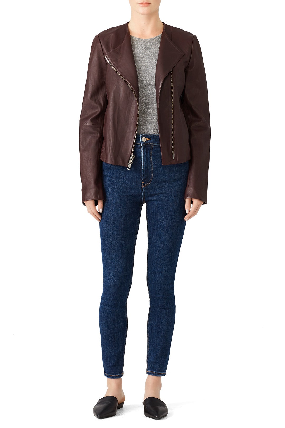 Cross Front Leather Jacket by VINCE. 0