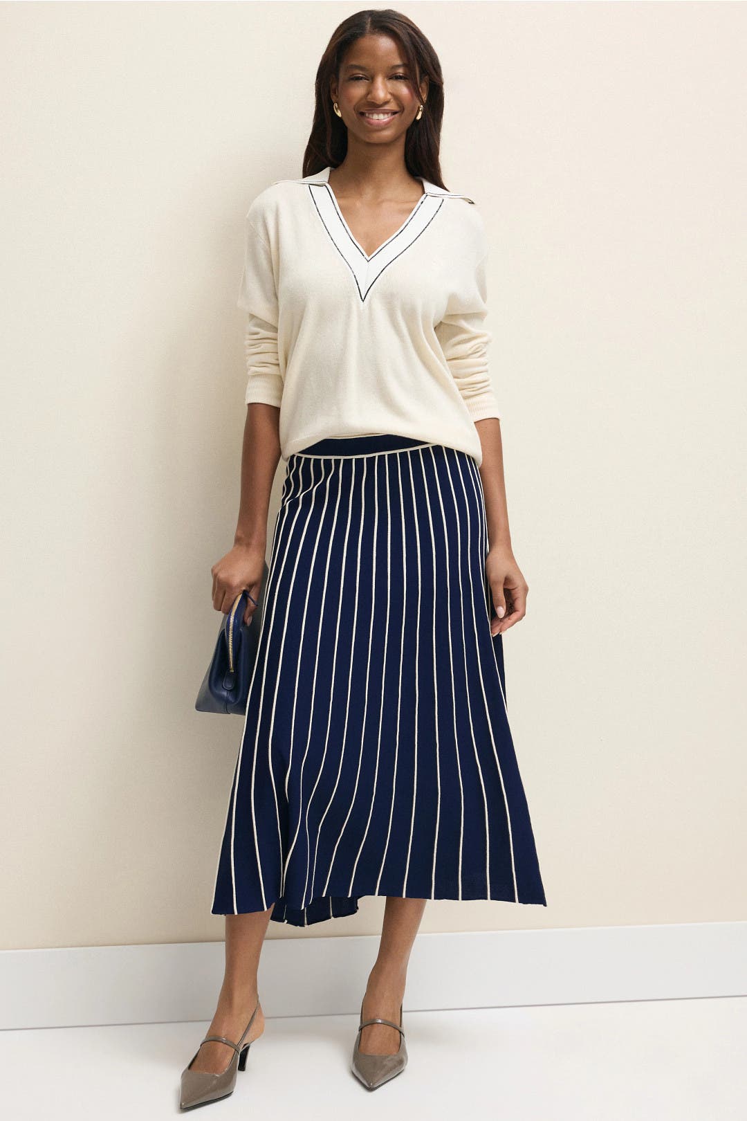 Pleated Knit Midi Skirt by Aldomartins | Rent the Runway