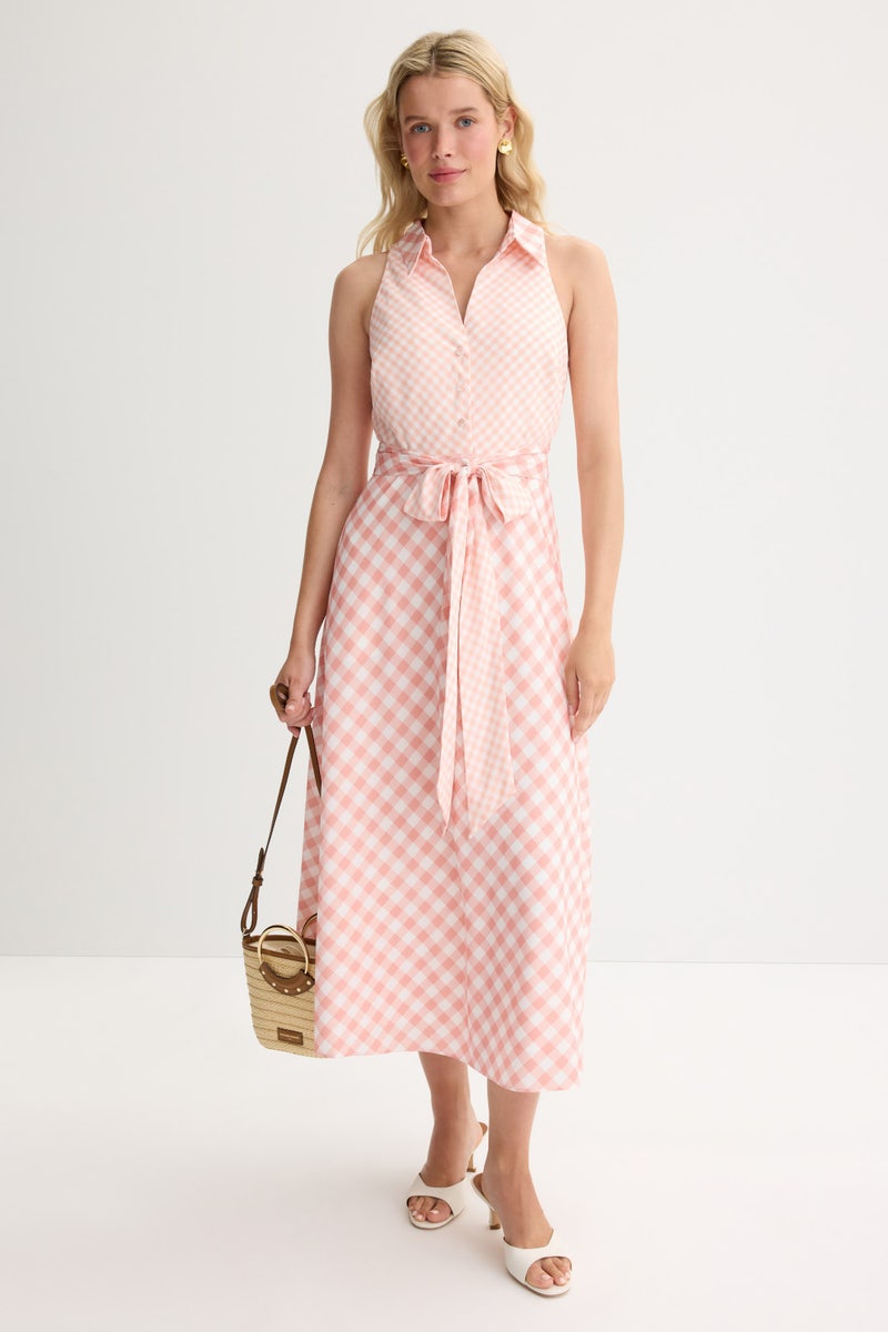 Gingham Halter Midi Dress by Badgley Mischka - Photo 0