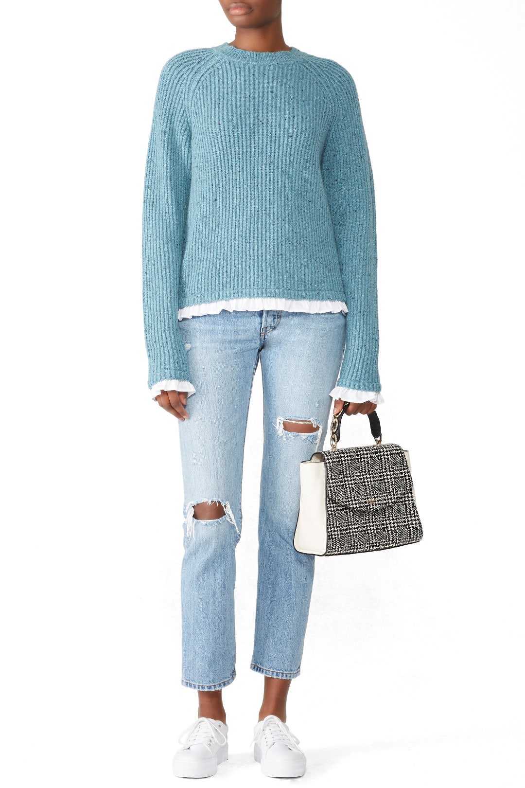 Shirting Trim Knit Sweater by Milly 0