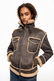 Patterned Shearling Biker Jacket by NVLT