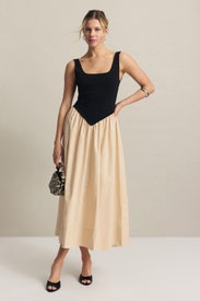 Combo Drop Waist Midi Dress by Ronny Kobo x RTR