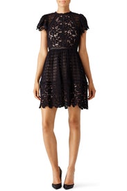 Black Lace Mix Dress by Rebecca Taylor NYC