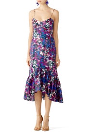 Floral Ruffled Midi Dress by SALONI