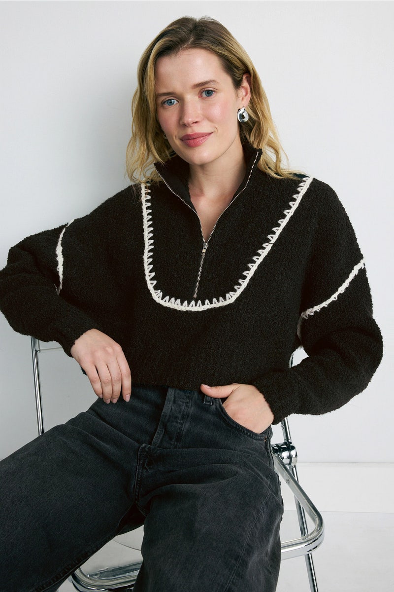 Contrast Stitch Cropped Hampton Sweater by Staud - Photo 0