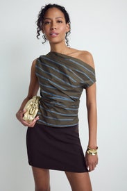 Phare Off The Shoulder Striped Top by Staud